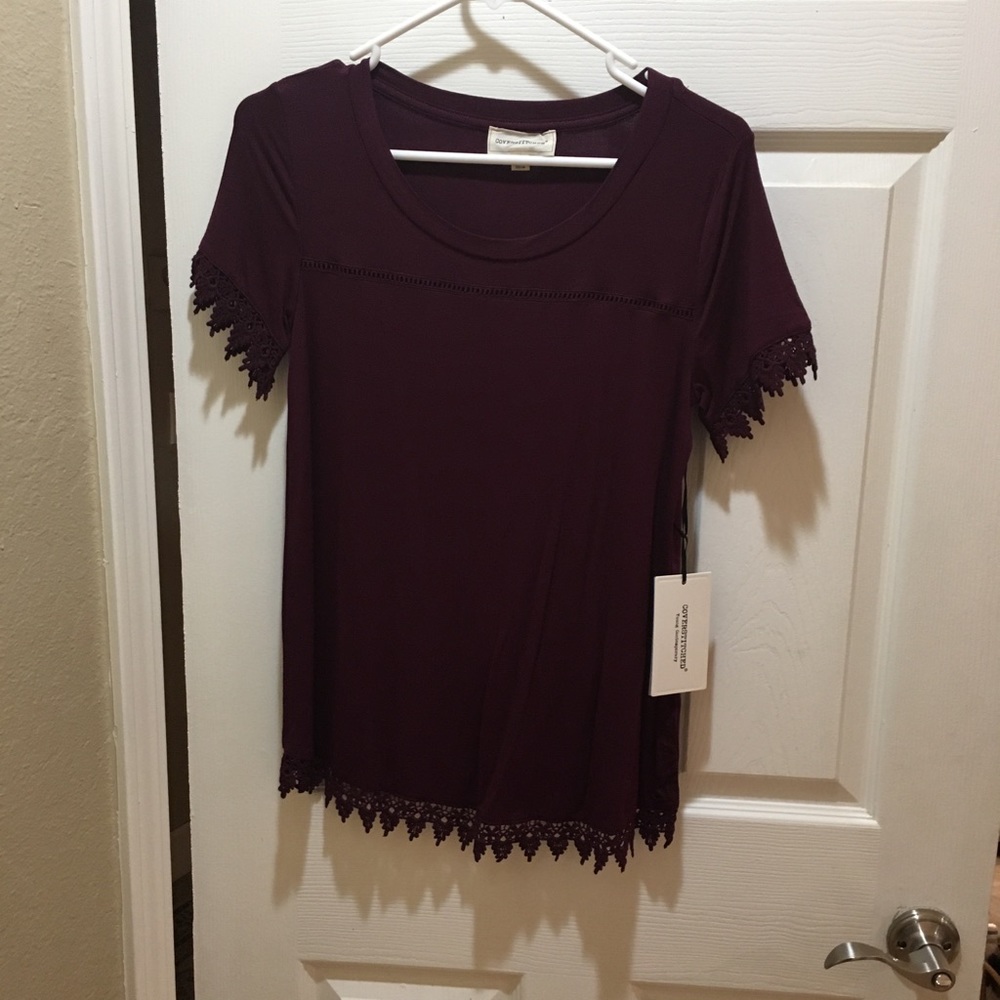 Covered Stitch Burgundy Lace Blouse